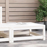 Garden Footstool 70x70x30 cm White Solid Pinewood - Front View