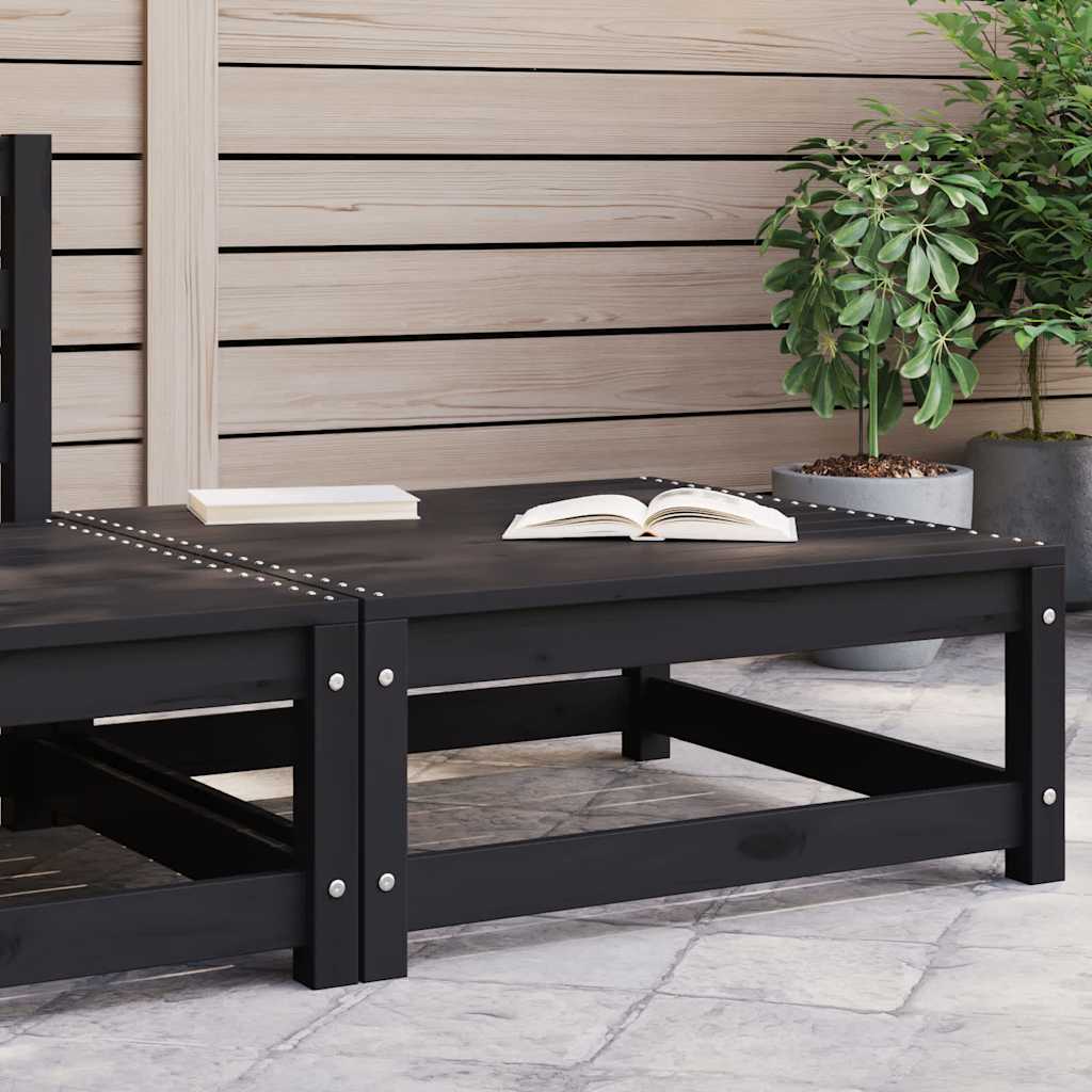 Garden Footstool 70x70x30 cm Black Solid Pinewood