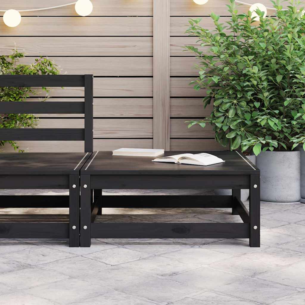 Garden Footstool 70x70x30 cm Black Solid Pinewood
