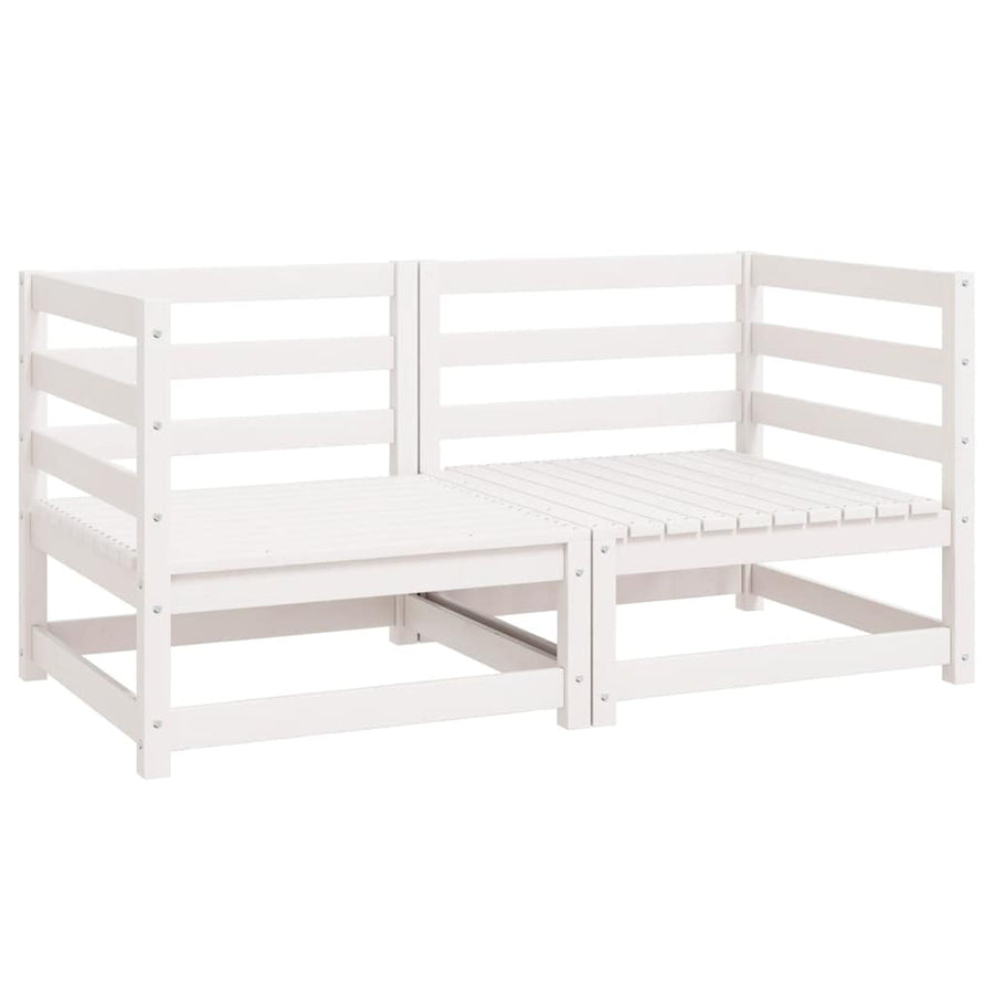 Garden Corner Sofas 2 pcs White Solid Pinewood