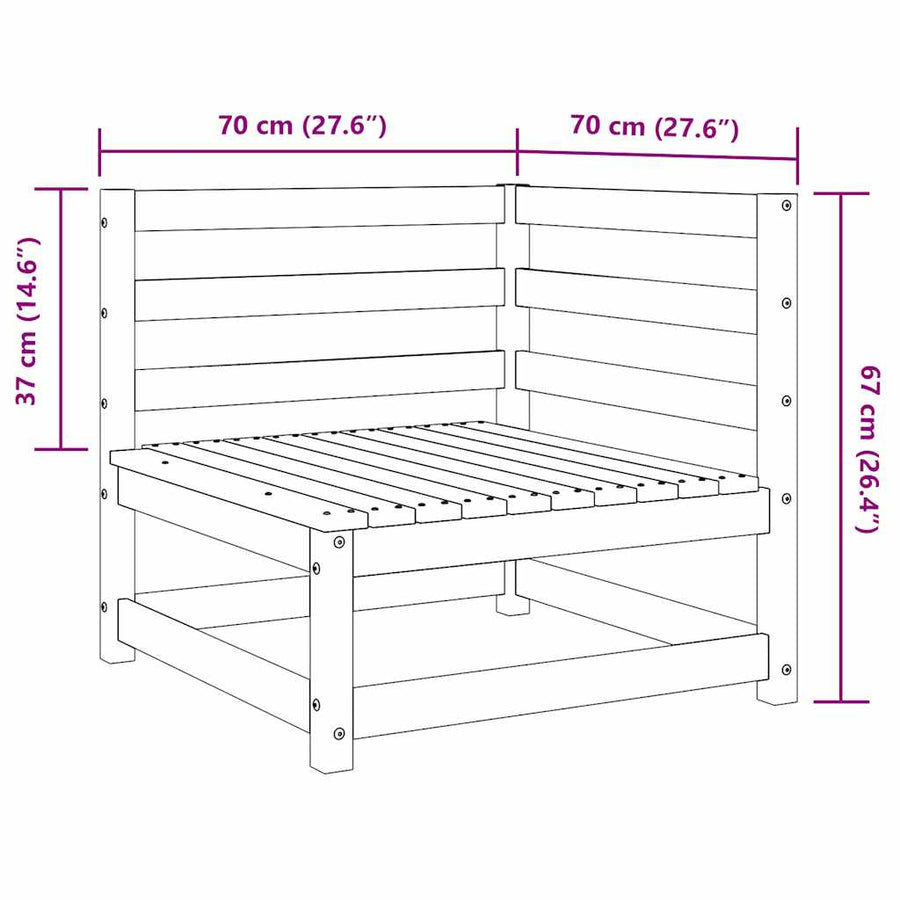 Garden Corner Sofas 2 pcs White Solid Pinewood