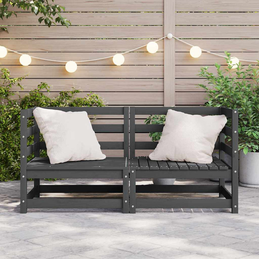 Garden Corner Sofas 2 pcs Grey Solid Pinewood