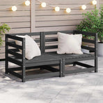 Garden Corner Sofas 2 pcs Grey Solid Pinewood