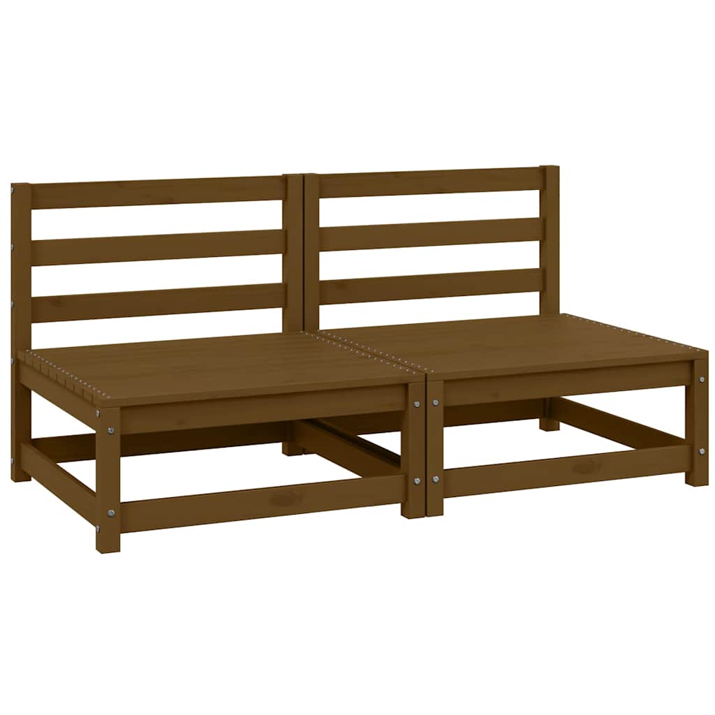 Garden Middle Sofas 2 pcs Honey Brown Solid Pinewood