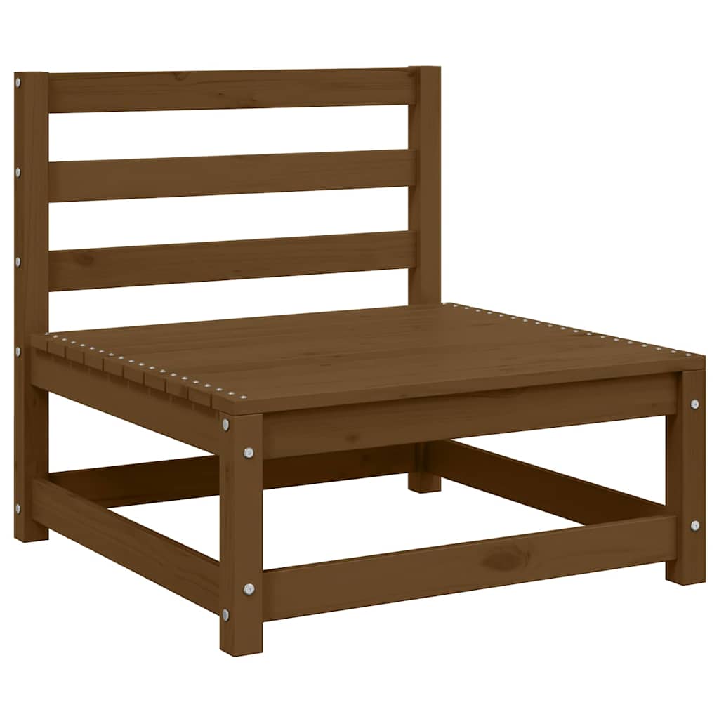 Garden Middle Sofas 2 pcs Honey Brown Solid Pinewood