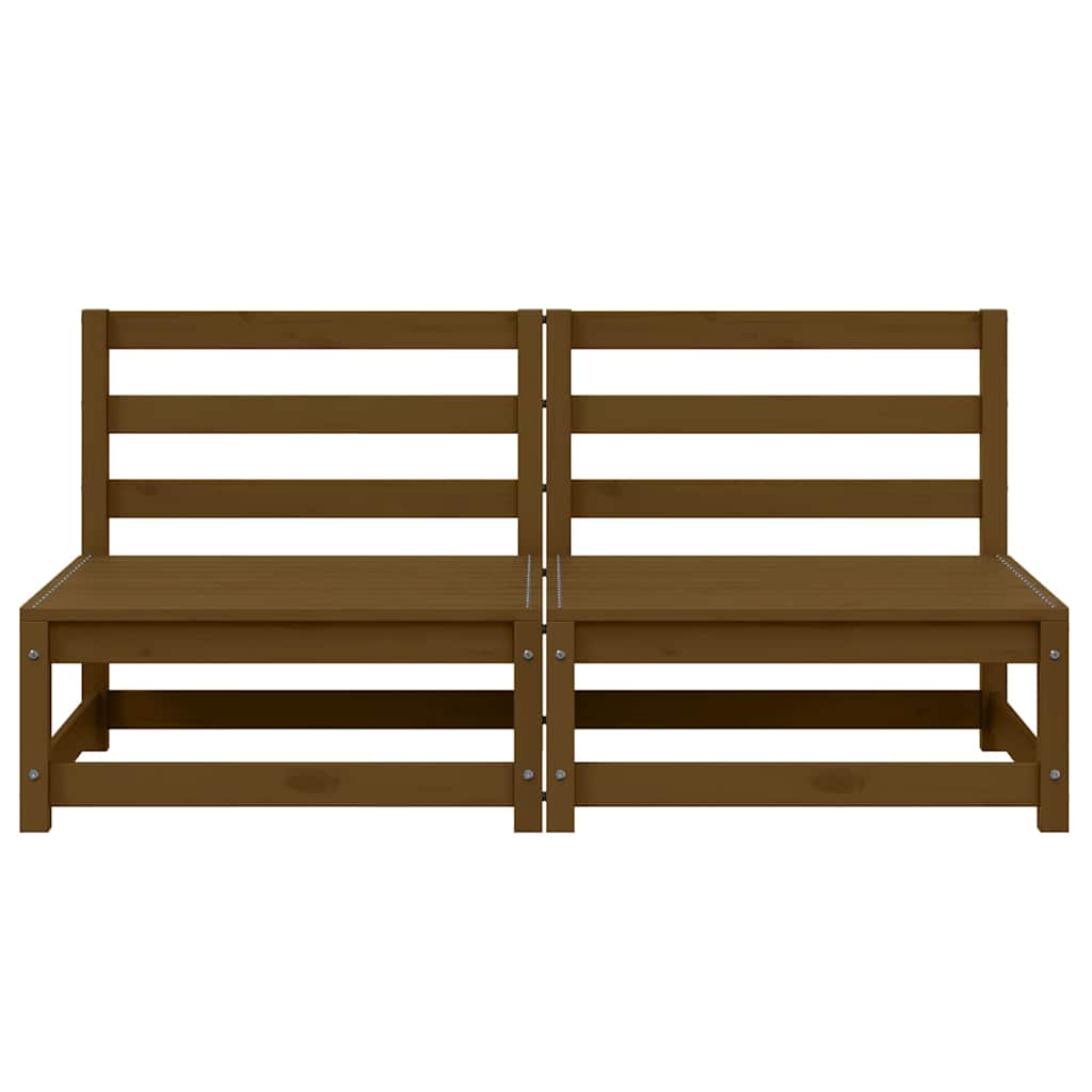 Garden Middle Sofas 2 pcs Honey Brown Solid Pinewood