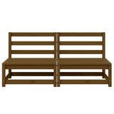 Garden Middle Sofas 2 pcs Honey Brown Solid Pinewood - 45-Degree Angle