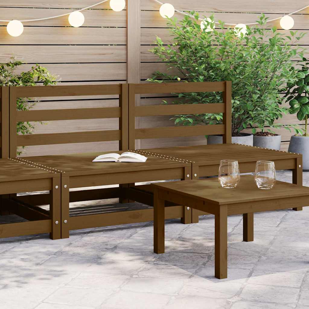 Garden Middle Sofas 2 pcs Honey Brown Solid Pinewood