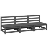 Garden Middle Sofas 3 pcs Grey Solid Pinewood - Front View