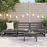 Garden Middle Sofas 3 pcs Grey Solid Pinewood