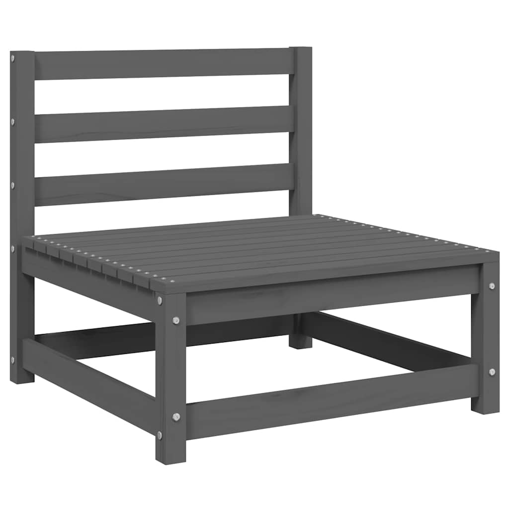 Garden Middle Sofas 3 pcs Grey Solid Pinewood