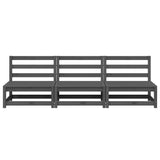 Garden Middle Sofas 3 pcs Grey Solid Pinewood - 45-Degree Angle