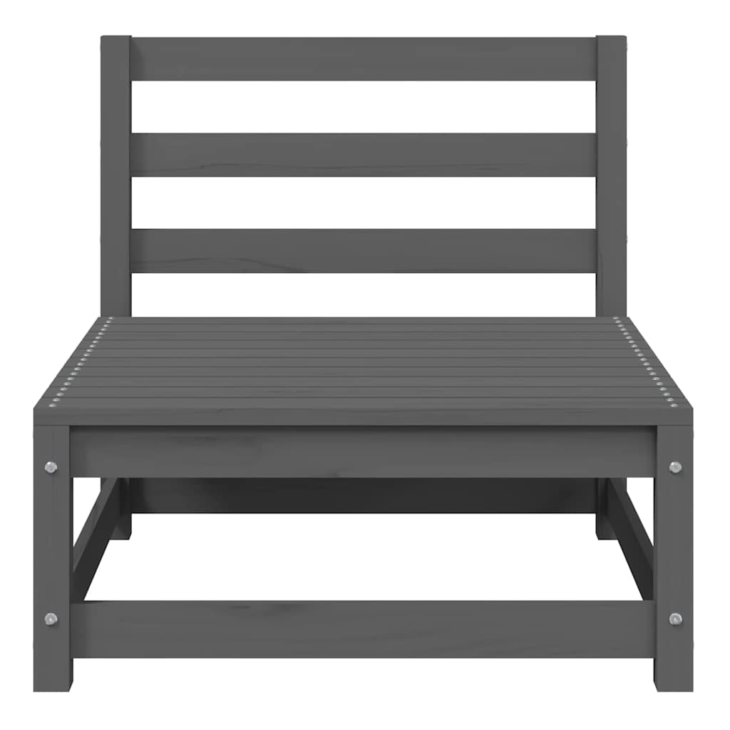Garden Middle Sofas 3 pcs Grey Solid Pinewood