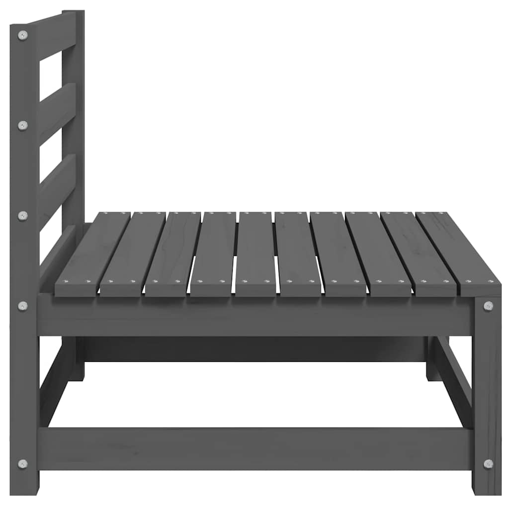 Garden Middle Sofas 3 pcs Grey Solid Pinewood