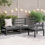 Garden Middle Sofas 3 pcs Grey Solid Pinewood
