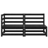 2 Piece Garden Lounge Set Black Solid Pinewood - Rear View