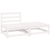 2 Piece Garden Lounge Set White Solid Pinewood - Front View