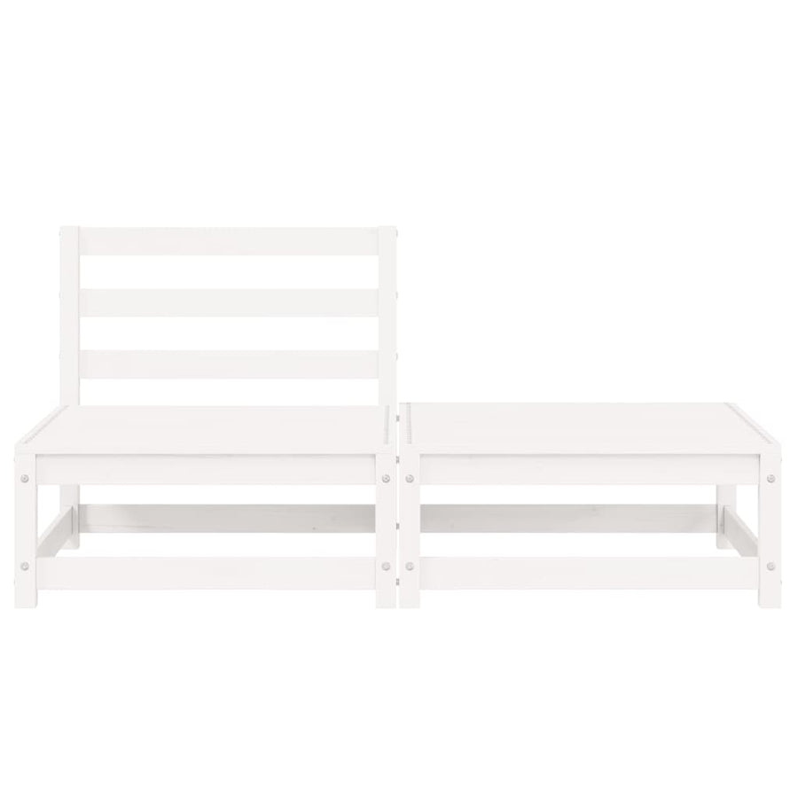 2 Piece Garden Lounge Set White Solid Pinewood