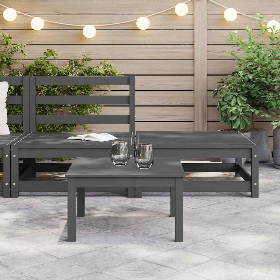 2 Piece Garden Lounge Set Grey Solid Pinewood