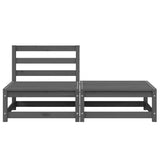 2 Piece Garden Lounge Set Grey Solid Pinewood - Rear View