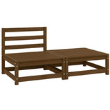 2 Piece Garden Lounge Set Honey Brown Solid Pinewood - Front View
