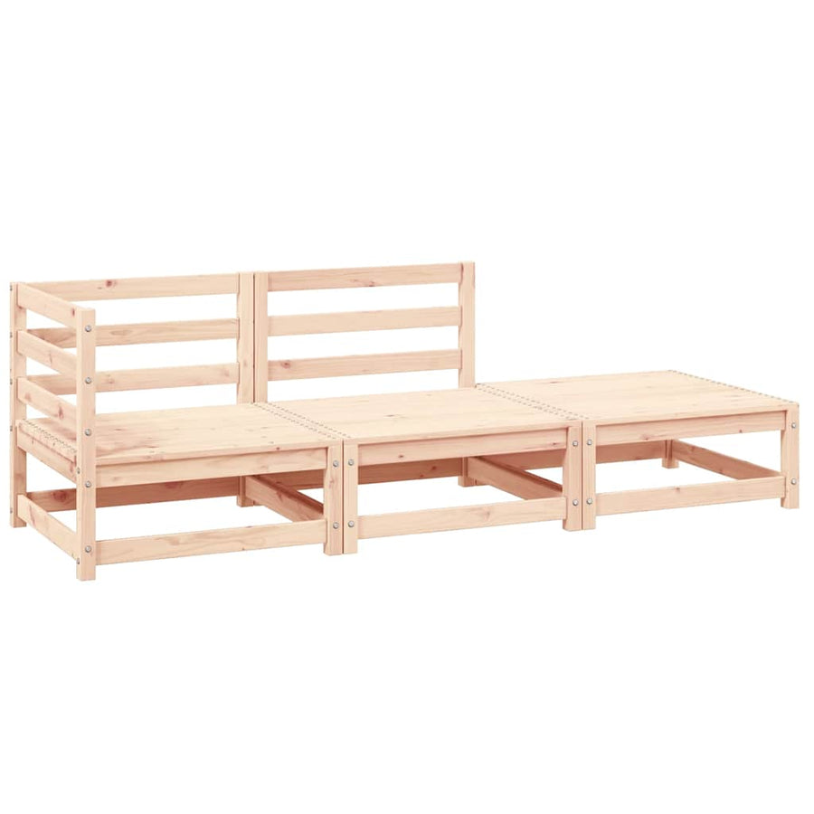 3 Piece Garden Lounge Set Solid Pinewood