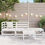 3 Piece Garden Lounge Set White Solid Pinewood - Side View