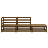 3 Piece Garden Lounge Set Honey Brown Solid Pinewood - Rear View