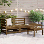 3 Piece Garden Lounge Set Honey Brown Solid Pinewood