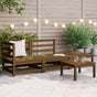 3 Piece Garden Lounge Set Honey Brown Solid Pinewood