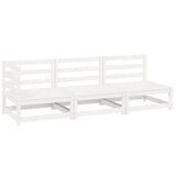 3 Piece Garden Lounge Set White Solid Pinewood - Front View