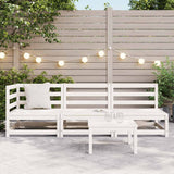 3 Piece Garden Lounge Set White Solid Pinewood - Side View