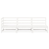3 Piece Garden Lounge Set White Solid Pinewood - Rear View