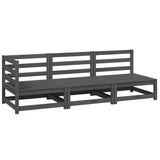 3 Piece Garden Lounge Set Grey Solid Pinewood - Front View