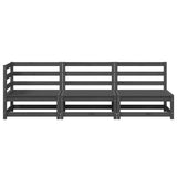 3 Piece Garden Lounge Set Grey Solid Pinewood - Rear View