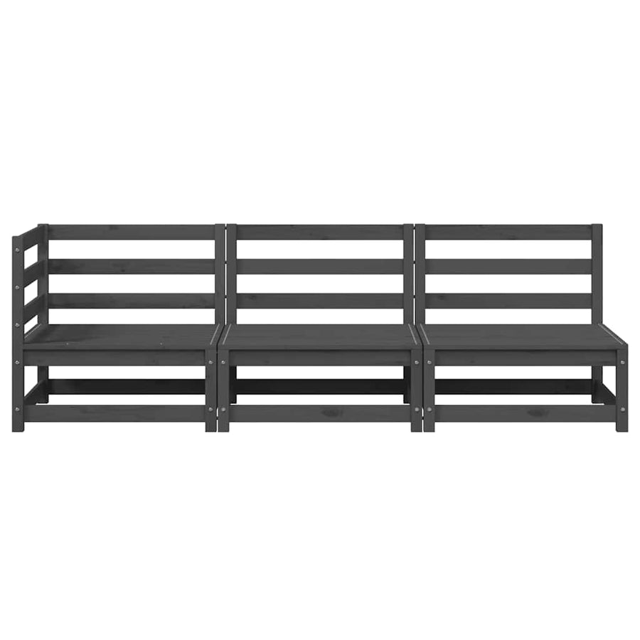 3 Piece Garden Lounge Set Grey Solid Pinewood