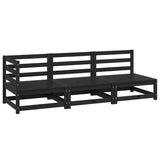3 Piece Garden Lounge Set Black Solid Pinewood - Front View