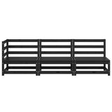 3 Piece Garden Lounge Set Black Solid Pinewood - Rear View