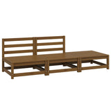 3 Piece Garden Lounge Set Honey Brown Solid Pinewood - Front View