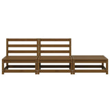 3 Piece Garden Lounge Set Honey Brown Solid Pinewood - Rear View