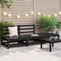 3 Piece Garden Lounge Set Black Solid Pinewood