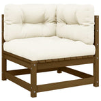 Garden Corner Sofa with Cream Cushions Solid Pinewood
