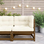 Garden Corner Sofa with Cream Cushions Solid Pinewood