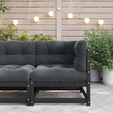 Garden Corner Sofa with Anthracite Cushions Solid Pinewood - Front View