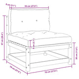 Garden Middle Sofa with Grey Cushions Solid Pinewood - Extra Image