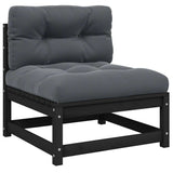 Garden Middle Sofa with Anthracite Cushions Solid Pinewood
