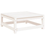 Garden Footstool with Cushion White Solid Pinewood - Front View