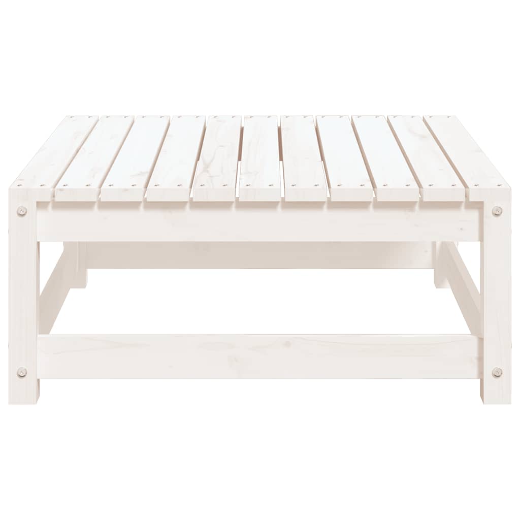 Garden Footstool with Cushion White Solid Pinewood