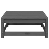 Garden Footstool with Cushion Grey Solid Pinewood - Front View