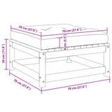 Garden Footstool with Cushion Grey Solid Pinewood - Close-Up Angle